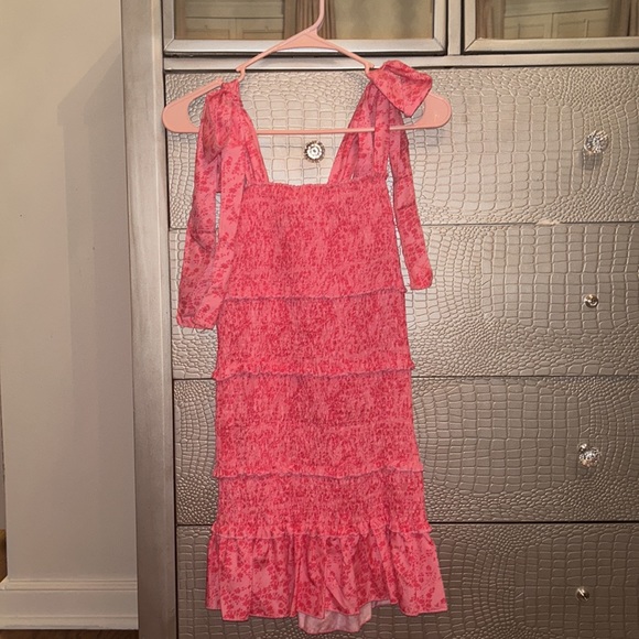 Pink Mini Dress with ties at top - Picture 2 of 2